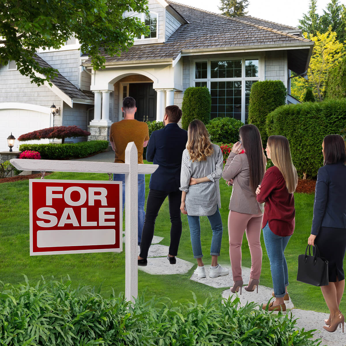 People waiting in line for open house